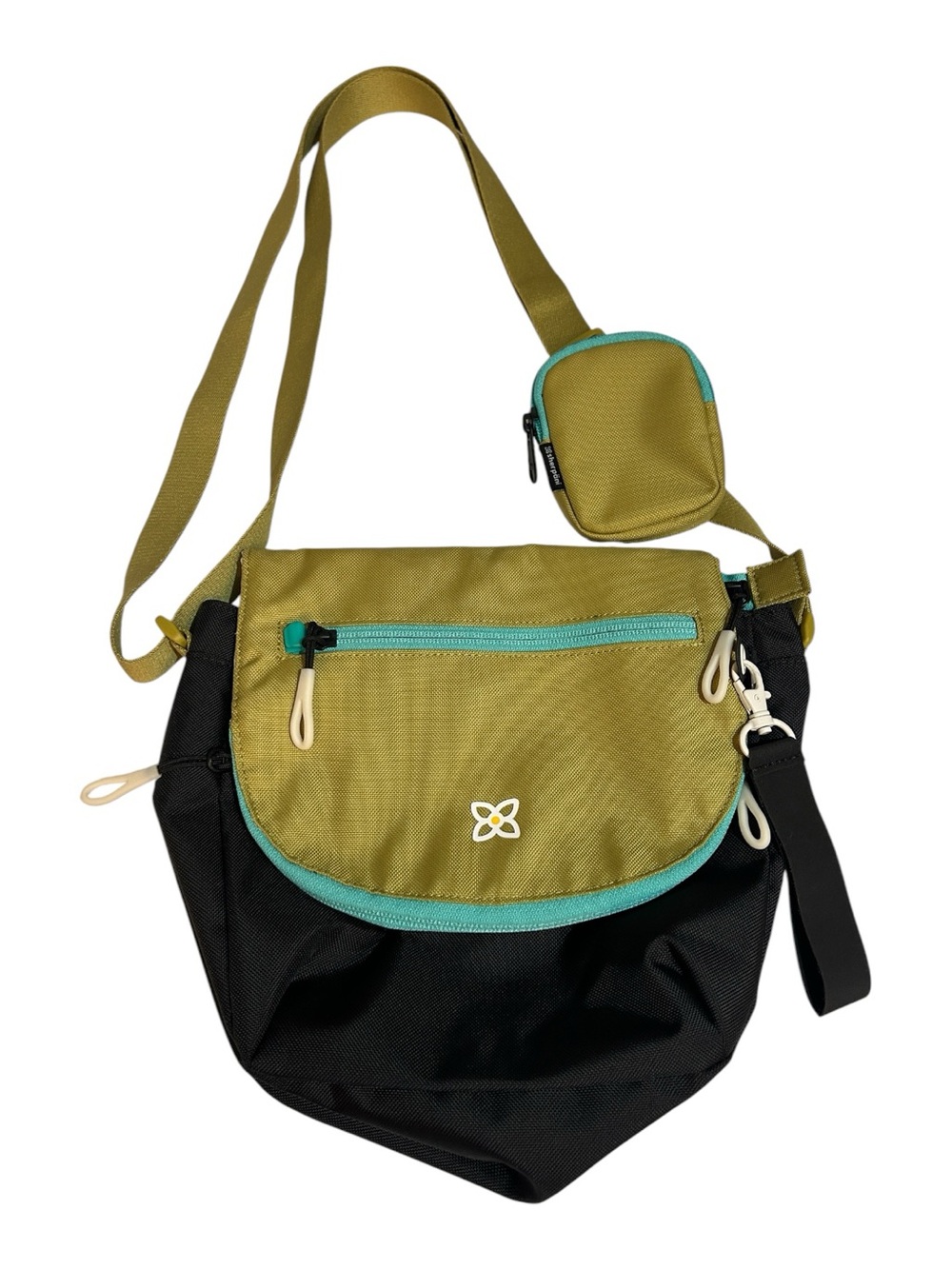 Sherpani Crossbody Bag With Removable Zip Pouch Travel Messenger Black Green